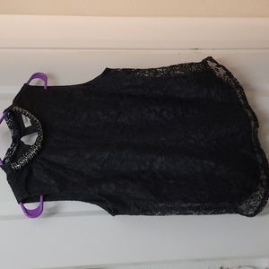 Black lace blouse with detailing on neckline